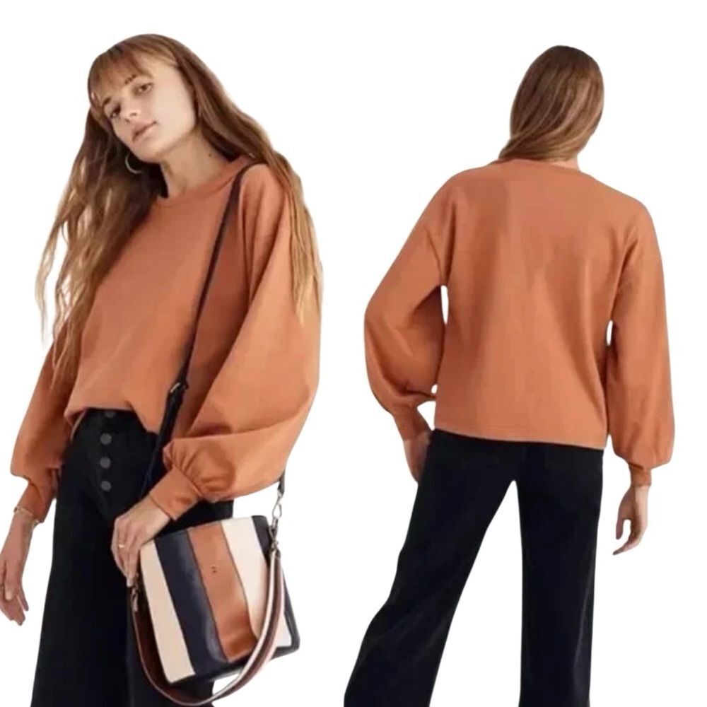 Madewell Rust Orange Chord Bubble Sleeve Long Sleeve Shirt Size XS